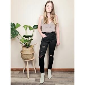 Zee Gee Why Sticks & Bones Super Tight Skinny Jean Ripped Black 25"